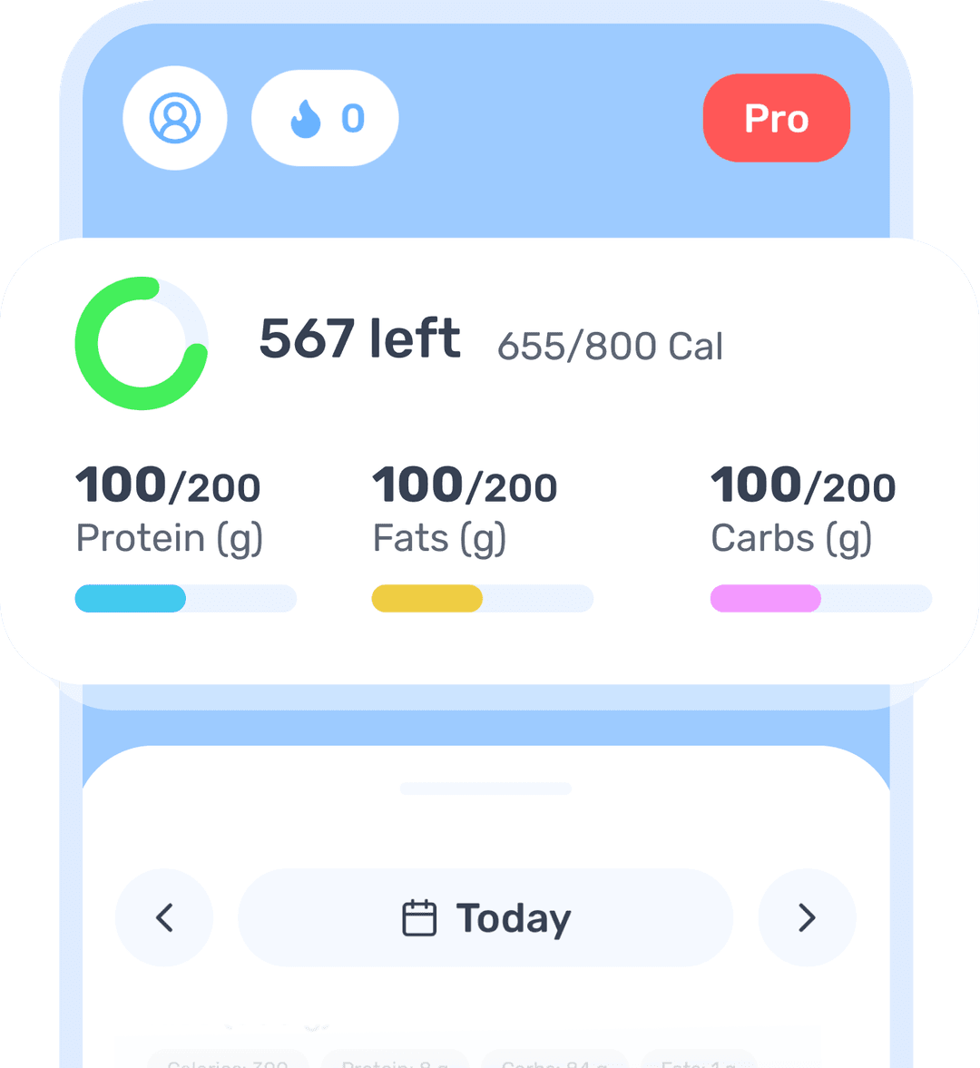 Daily nutrition summary card